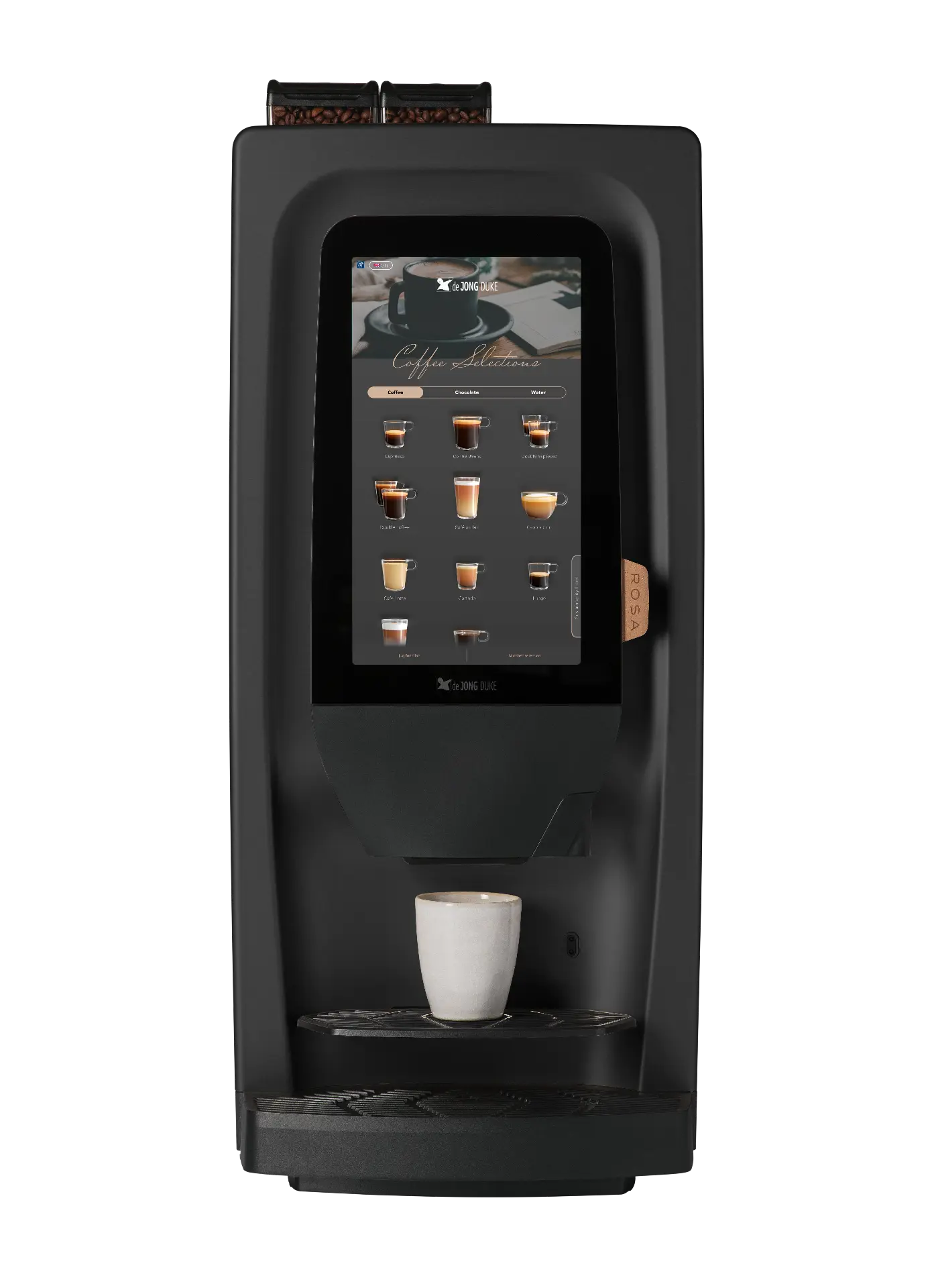 Machine à café professionnelle à écran tactile avec tasse